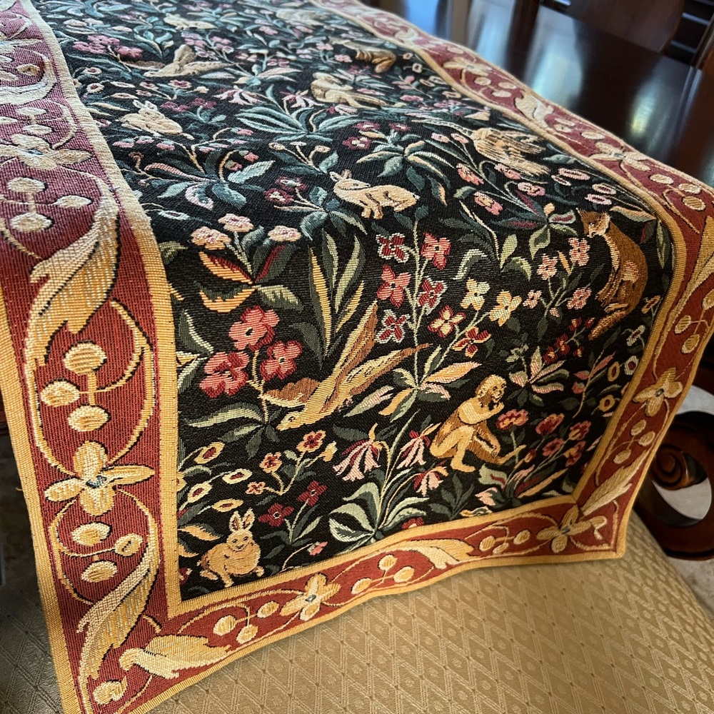 CSJ Creations De France Tapisserie Table Runner Medieval Millefleurs Tapestry - Picture 6 of 17